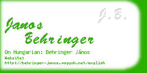 janos behringer business card